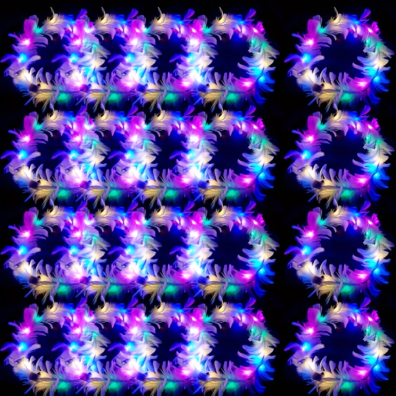 Glow In The Dark Party Glasses - 10pcs LED Feather Wreath corona fascia