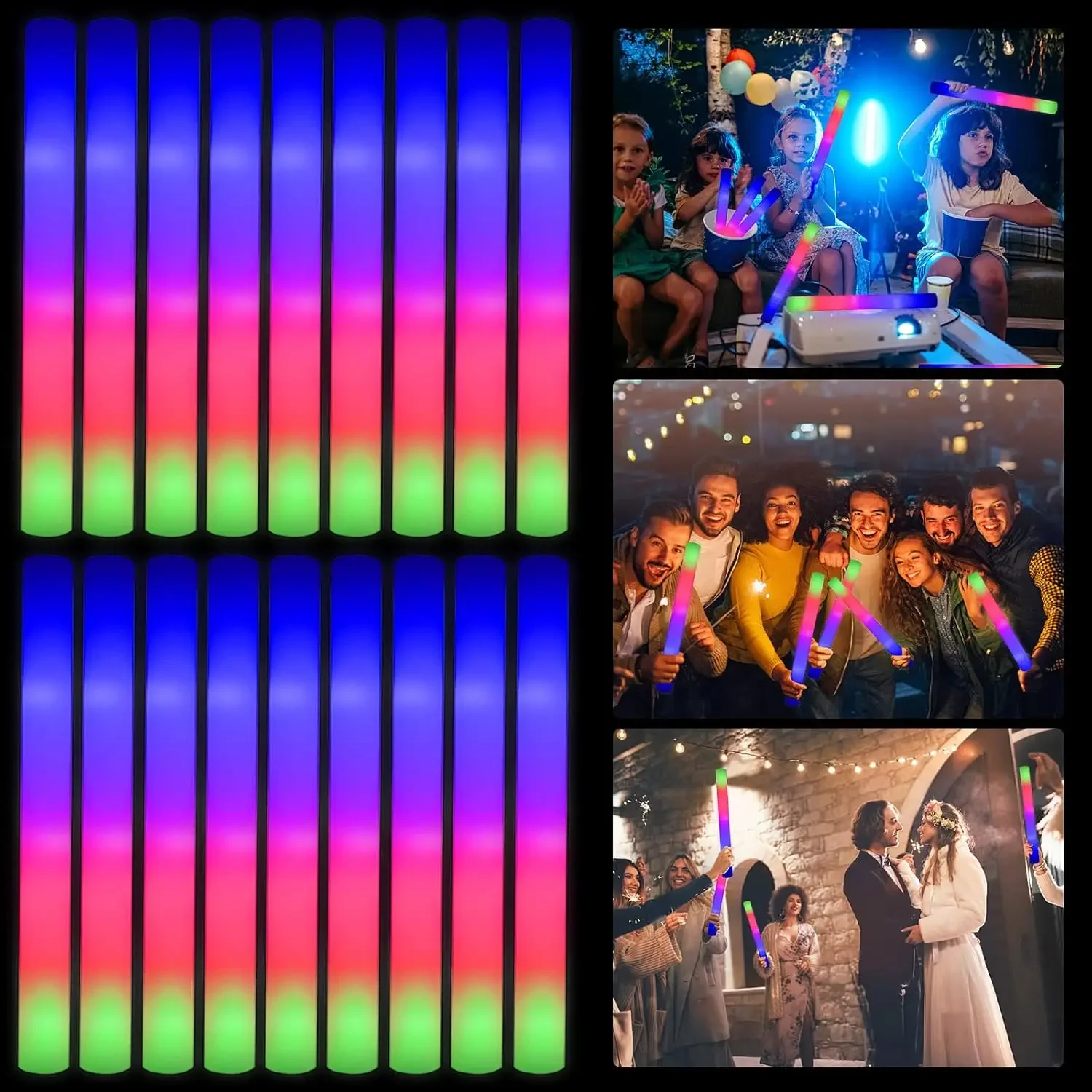 Flashing Led Foam Sticks Party - 3Z-50PCS Bastoncini Luminosi a LED in