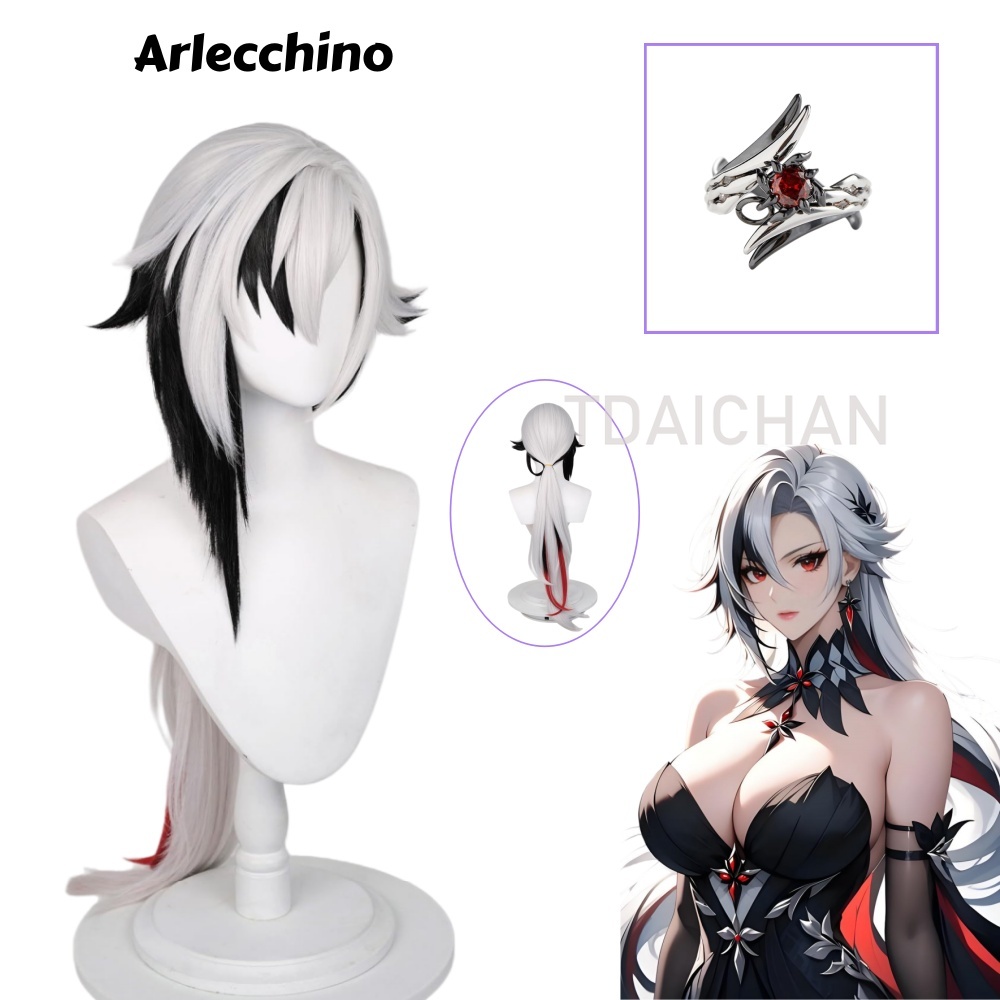 Anime Cosplay Wig Heat Resistant - Parrucca Cosplay Arlecchino di Genshin Impact,